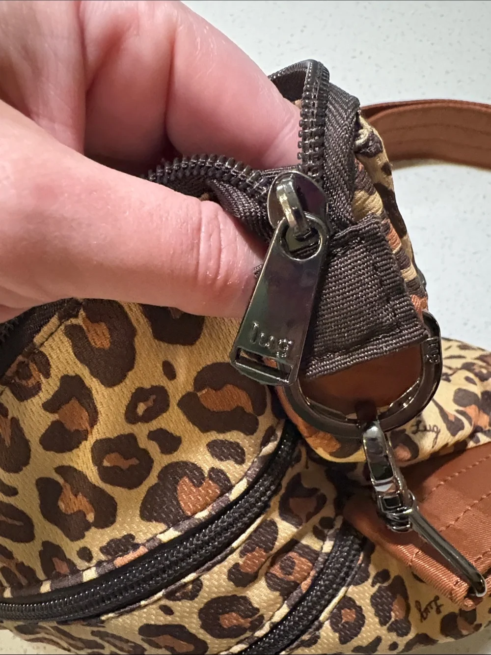lug Leopard-Print Crossbody Bag in Brown and Tan
